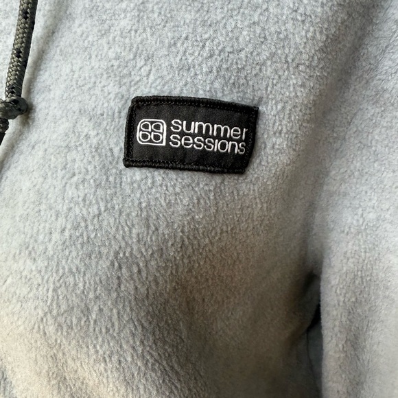 Summer Sessions Gray/Olive Oversized Long Sleeve Fleece Hoodie Size Small - Picture 5 of 6